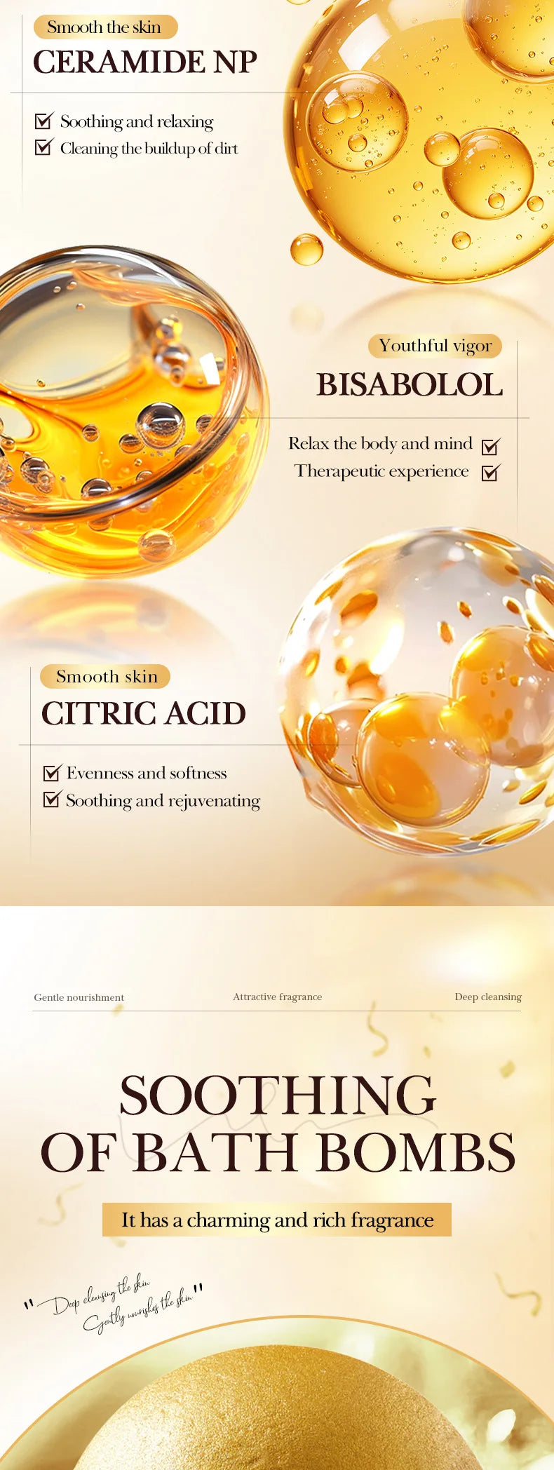 Gold Bath Salt Ball 100g - Deep Cleansing Relaxation Spa Soak