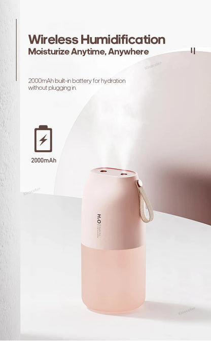 Ultrasonic Humidifier 300ml - Rechargeable 2000mAh USB Portable Mist Diffuser