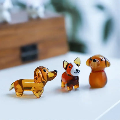 A touch of cuteness for your desk: miniature glass dog ornaments that delight with every handcrafted detail.