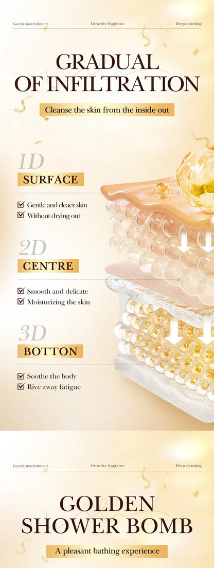 Gold Bath Salt Ball 100g - Deep Cleansing Relaxation Spa Soak