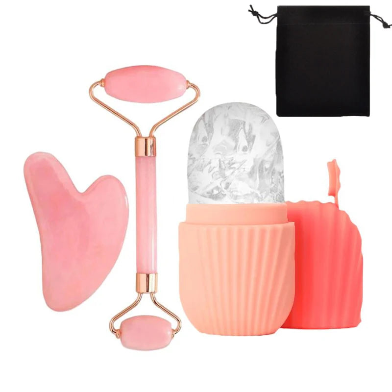 Ice Face Roller & Gua Sha Set 1-3pcs - Facial Massage Contouring Tools