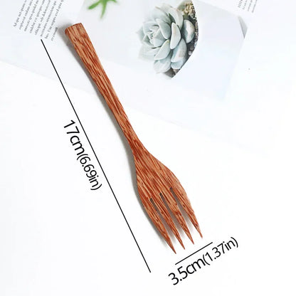 Natural Coconut Tableware Set - Handmade Wooden Cutlery for Desserts"