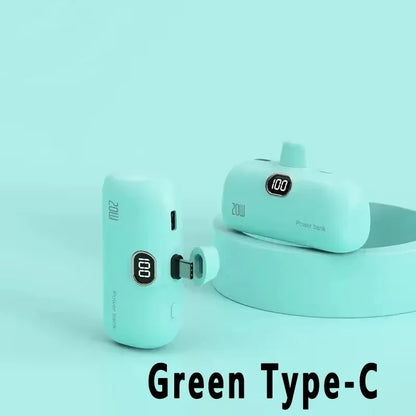 Digital -High Capacity Power Bank 30000mAh - Mini Capsule Fast Charger Mobile Battery Battery with Cable