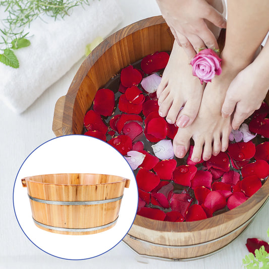 Wooden Foot Bath Bucket - Portable Spa Soaking Basin