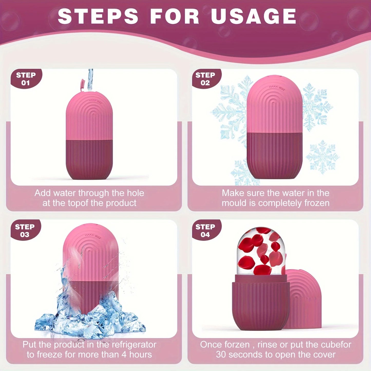 Ice Roller for Face & Eyes - Reusable Silicone Facial Massage Tool