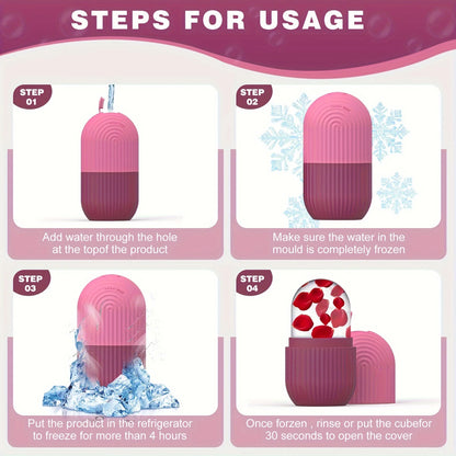 Ice Roller for Face & Eyes - Reusable Silicone Facial Massage Tool