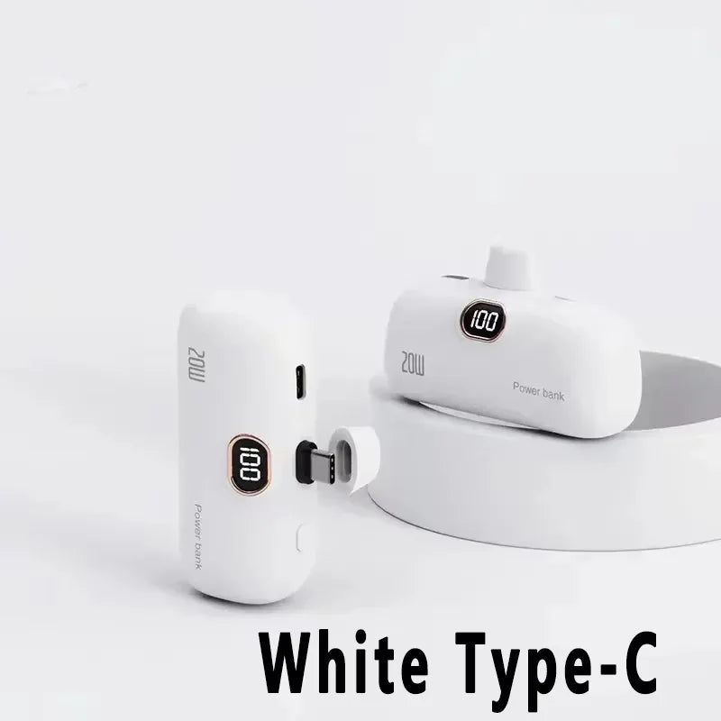 Digital -High Capacity Power Bank 30000mAh - Mini Capsule Fast Charger Mobile Battery Battery with Cable