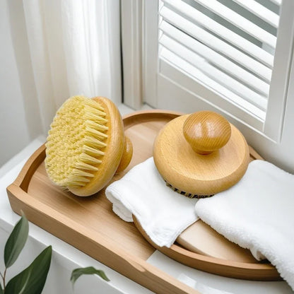 Sisal Body Brush - Natural Beech Wood Handle Exfoliating Back Scrubber