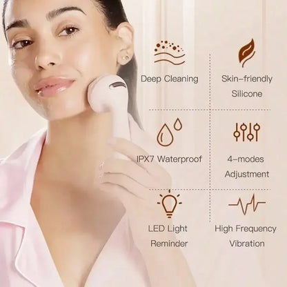 Electric Facial Cleansing Brush - Silicone Sonic Massager Waterproof