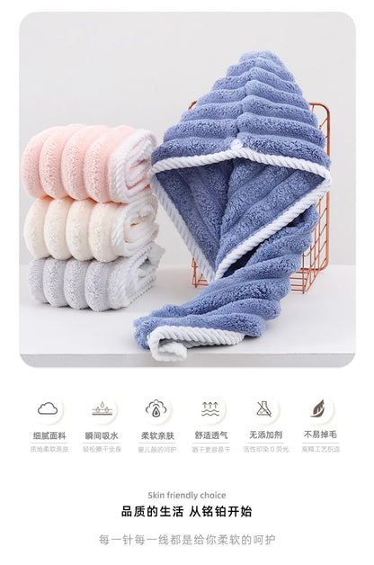 Hair Drying Cap - Super Absorbent Quick-Dry Towel Turban for Women