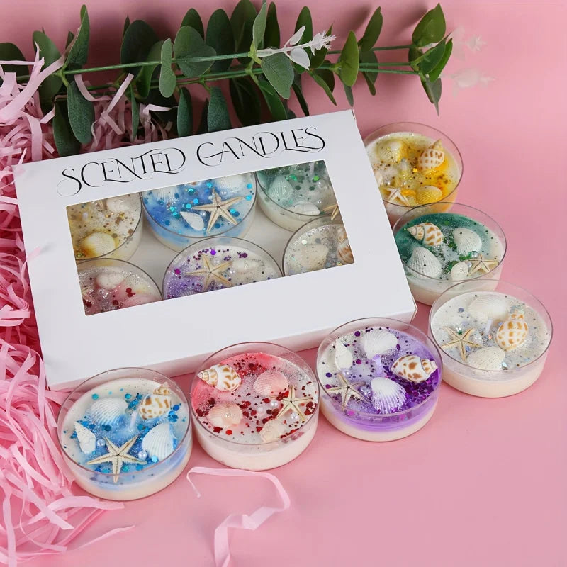 Seashell Candle Set - Scented with Pearls & Glitter Party Favours