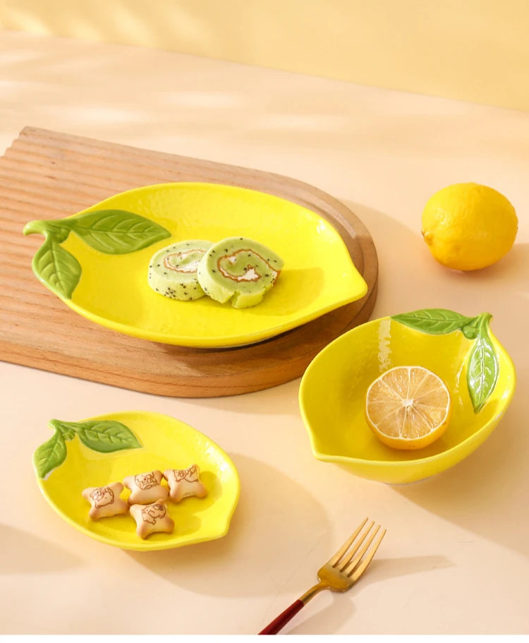 Creative Lemon Ceramic Dinnerware - Fruit Plates and Dessert Bowls Collection