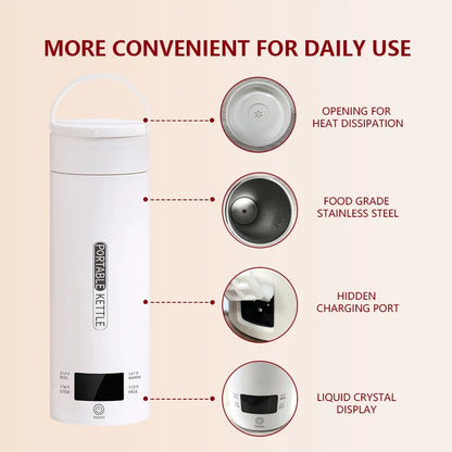 Electric Kettle 500ml Portable Travel - Tea Coffee Water Heater