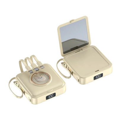 Power Bank 20000mAh Cosmetic Mirror - Portable Charger with Charging Cable"