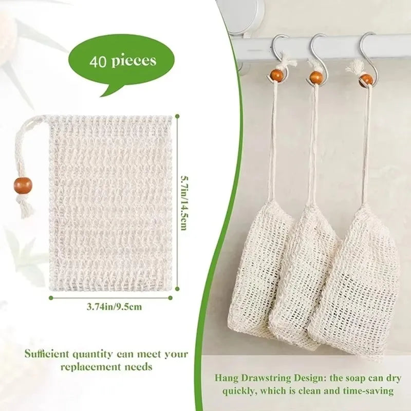 Sisal Soap Bags 5-50pcs - Natural Exfoliating Soap Saver Pouches
