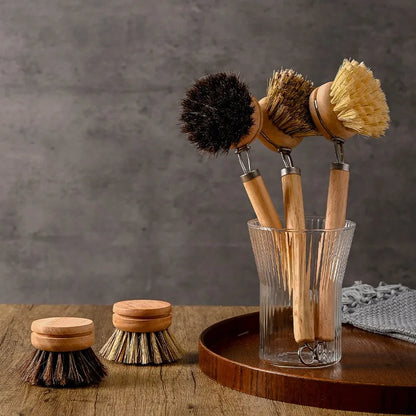 Dish Brush - Wooden Handle with Replaceable Head Kitchen Cleaning