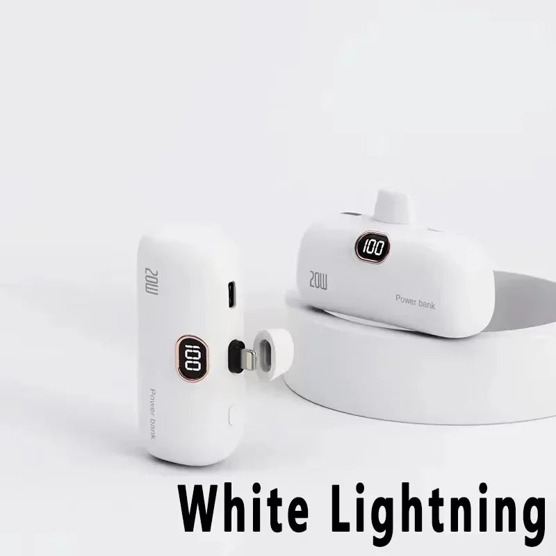 Digital -High Capacity Power Bank 30000mAh - Mini Capsule Fast Charger Mobile Battery Battery with Cable