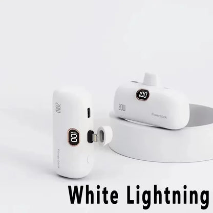 Digital -High Capacity Power Bank 30000mAh - Mini Capsule Fast Charger Mobile Battery Battery with Cable