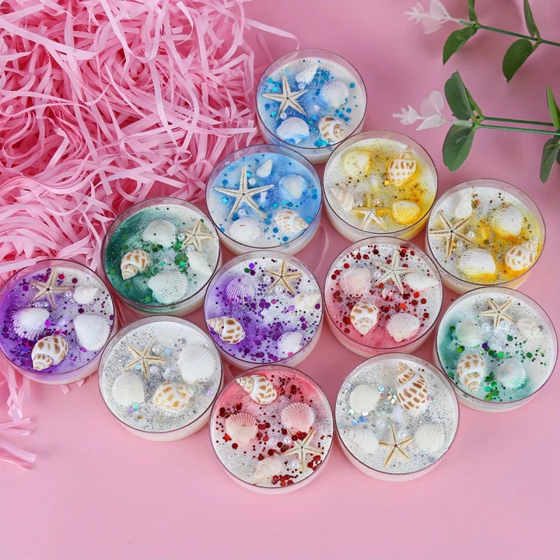 Seashell Candle Set - Scented with Pearls & Glitter Party Favours