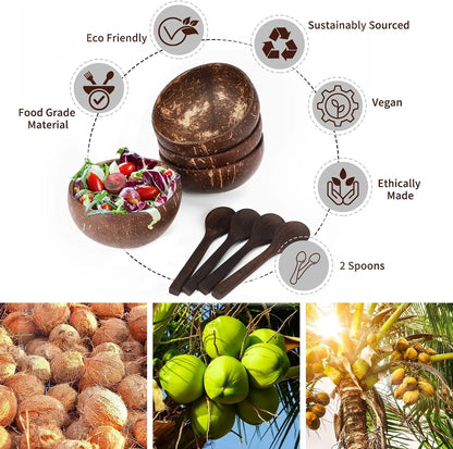 Handcrafted Coconut Shell Bowls - Reusable Natural Serving Dishes"
