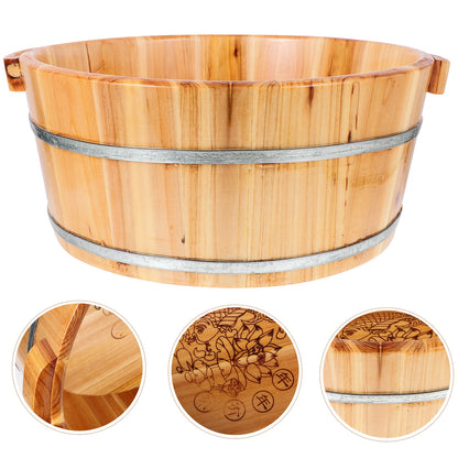 Wooden Foot Bath Bucket - Portable Spa Soaking Basin