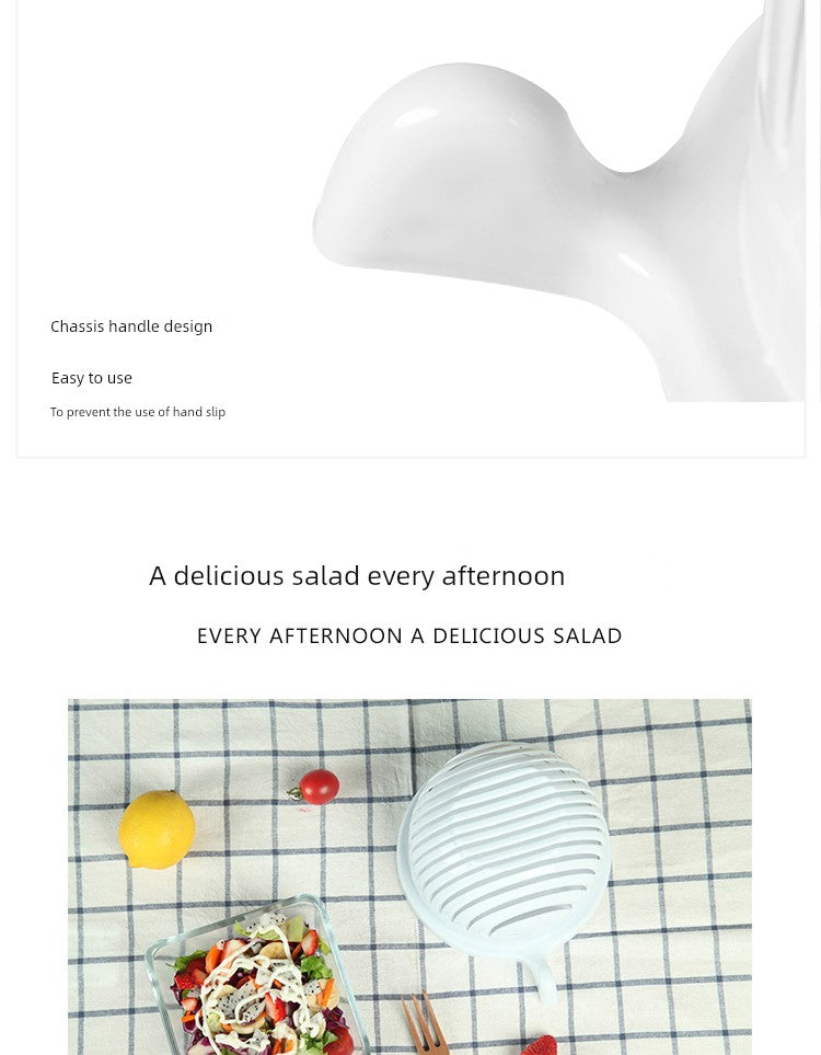 Vegetable Cutting Bowl - Quick Salad Prep Gadget with Slicing Function