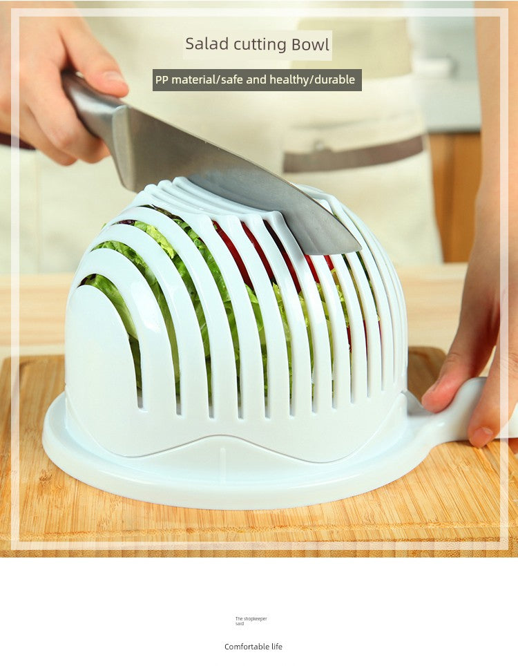Vegetable Cutting Bowl - Quick Salad Prep Gadget with Slicing Function