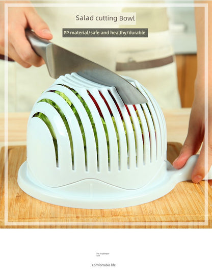 Vegetable Cutting Bowl - Quick Salad Prep Gadget with Slicing Function
