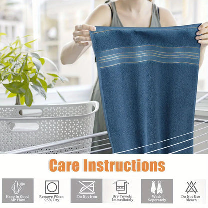 Pure Cotton Bath Towel - Soft Absorbent Quick-Dry Bathroom Towel