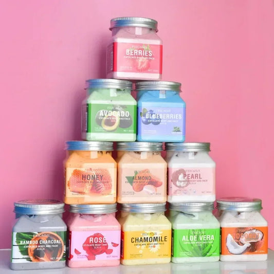 Body Scrub 350ml - Exfoliating Bath Salt with Coffee & Rice