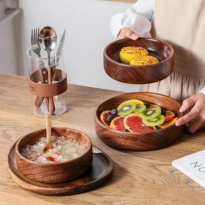 Solid Wood Walnut Bowl - Boat Design Salad and Fruit Serving Dish