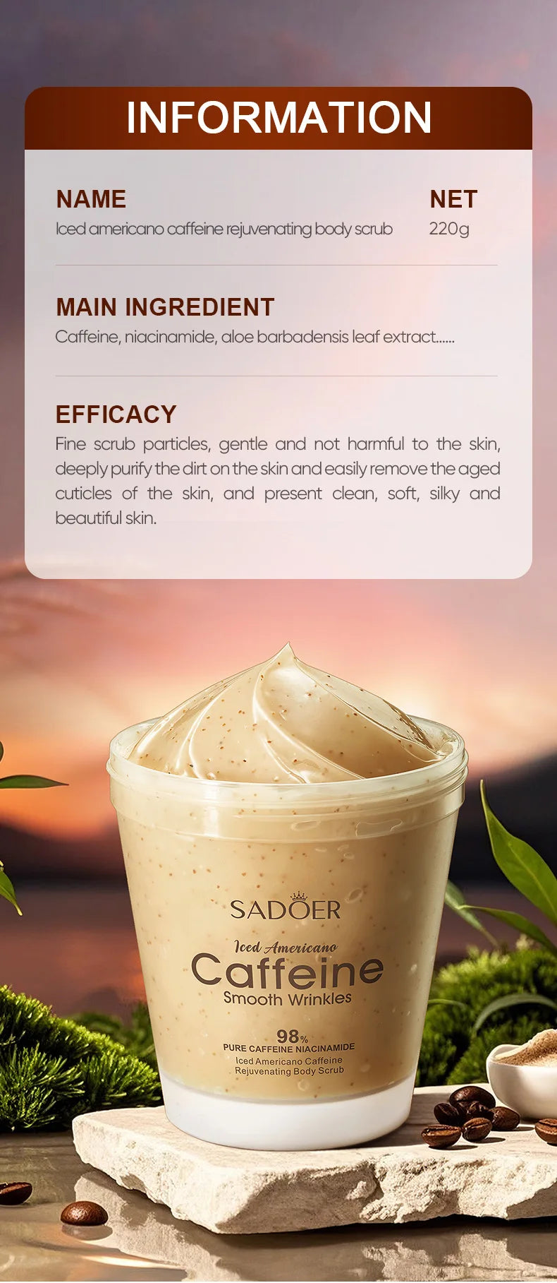 Iced Coffee Body Scrub - Caffeine-Infused Exfoliating Deep Cleanser