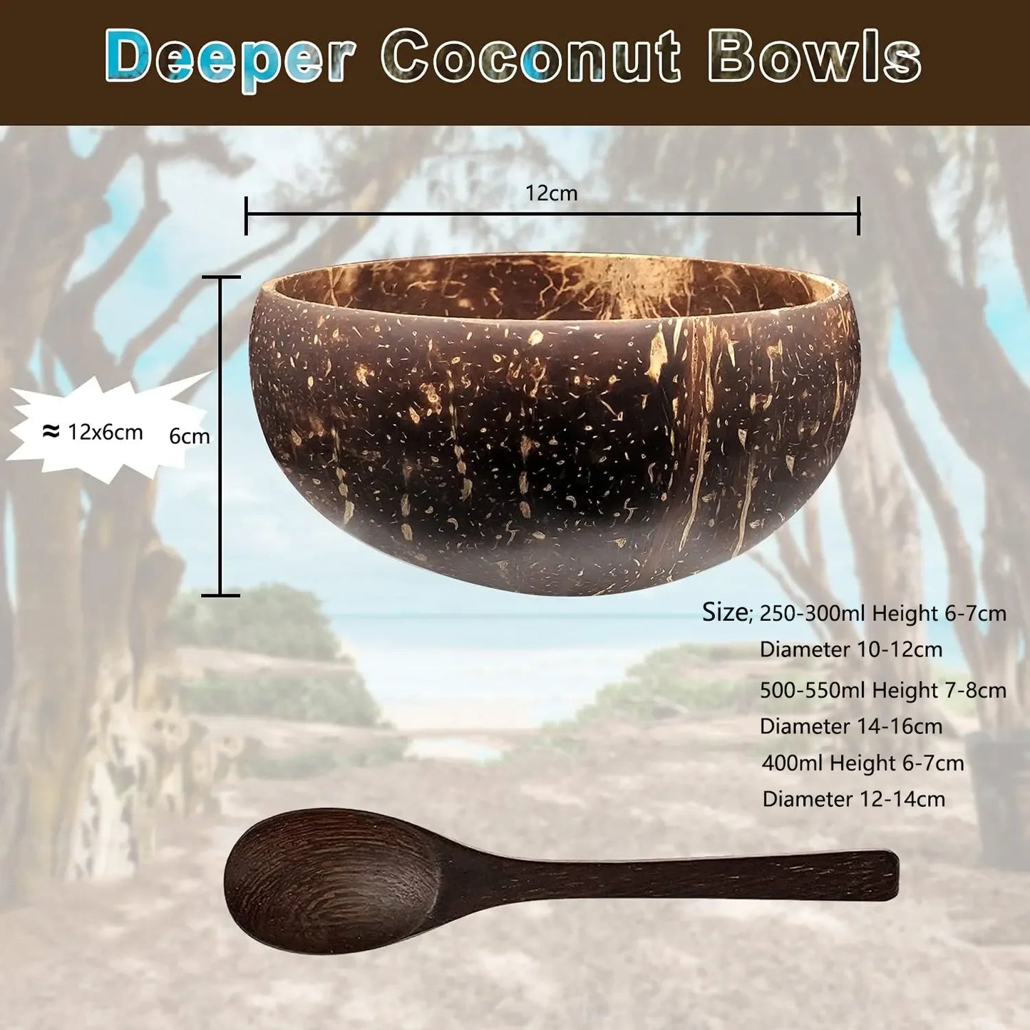Handcrafted Coconut Shell Bowls - Reusable Natural Serving Dishes"