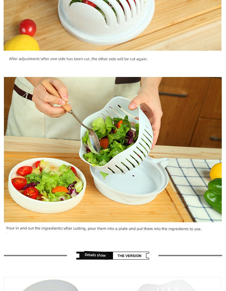 Vegetable Cutting Bowl - Quick Salad Prep Gadget with Slicing Function