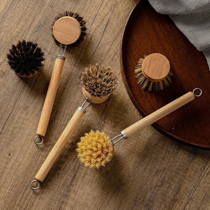 Dish Brush - Wooden Handle with Replaceable Head Kitchen Cleaning