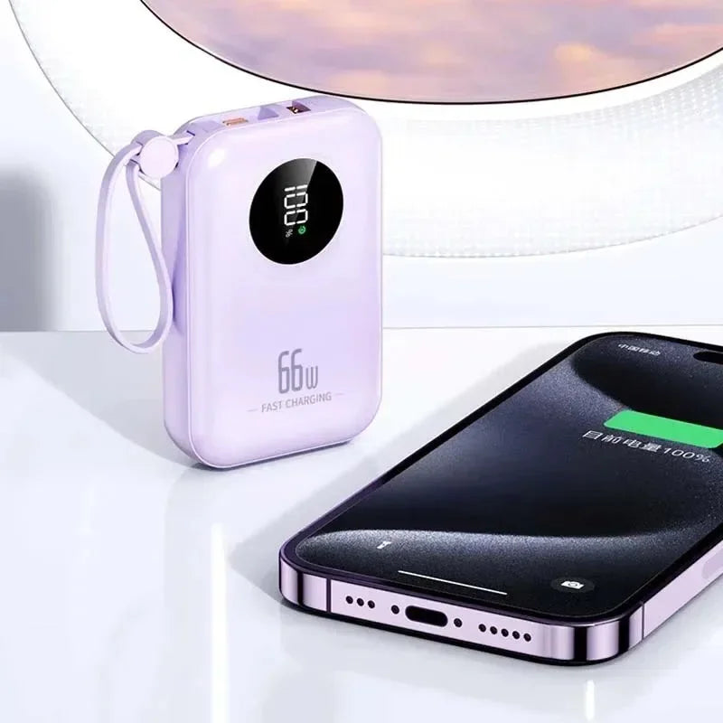 Portable Power Bank 20000mAh Digital - Fast Charging Mobile Battery with Cable