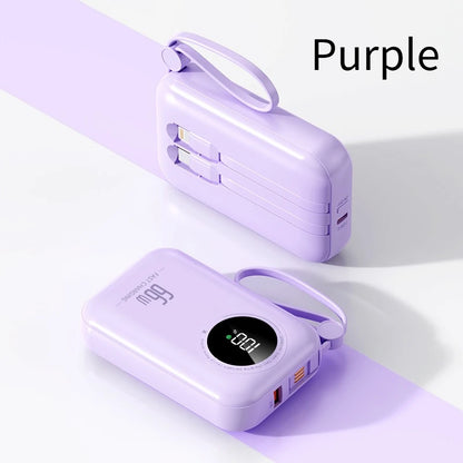 Portable Power Bank 20000mAh Digital - Fast Charging Mobile Battery with Cable