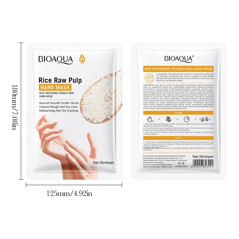 White Rice Hand Mask - Moisturising Anti-Aging Hand Gloves