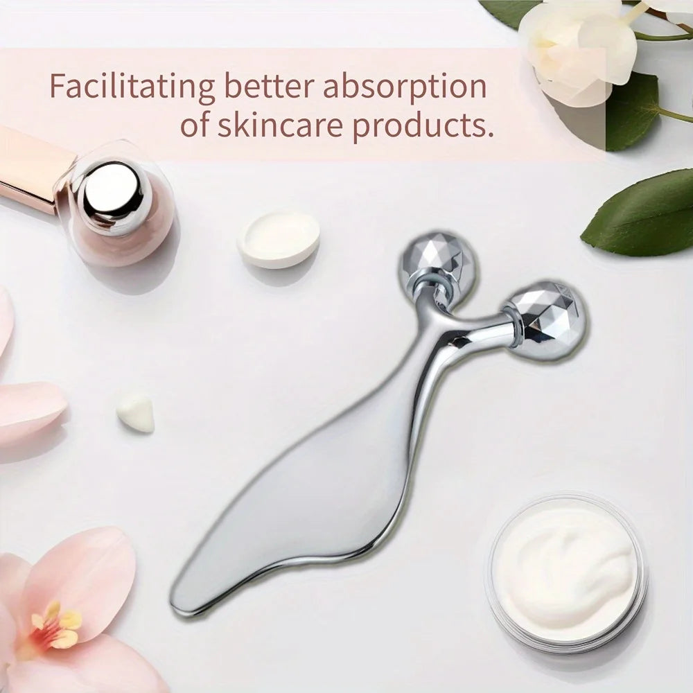2-in-1 Facial Massager & Gua Sha Tool - 3D Roller for Face Sculpting