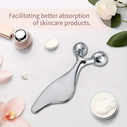 2-in-1 Facial Massager & Gua Sha Tool - 3D Roller for Face Sculpting