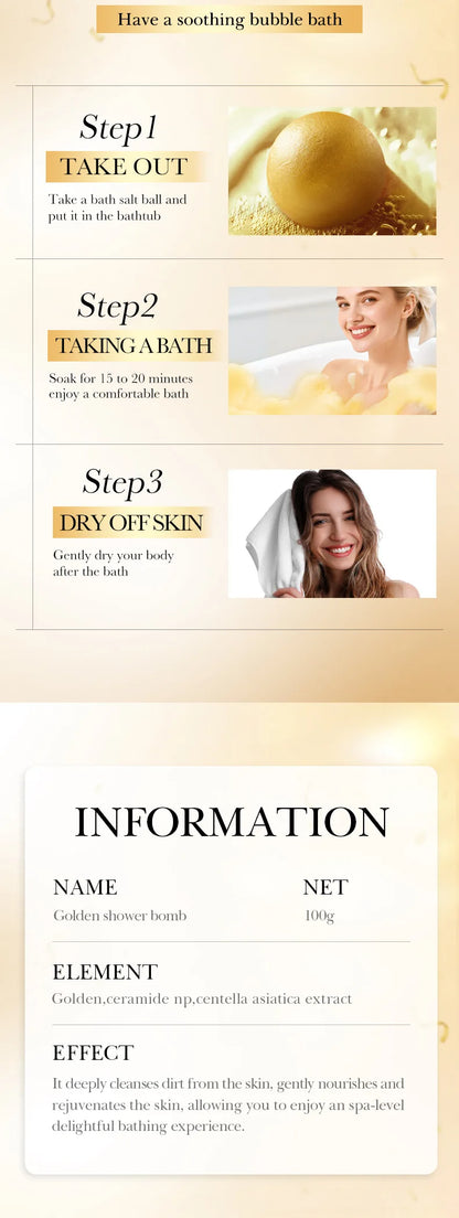 Gold Bath Salt Ball 100g - Deep Cleansing Relaxation Spa Soak