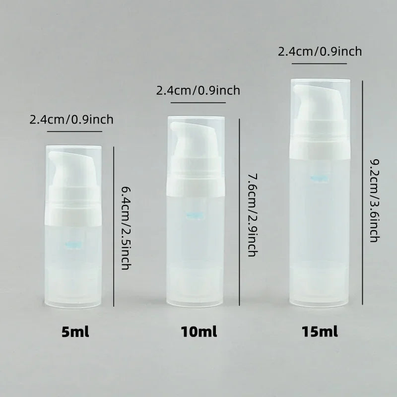 Travel Cosmetic Bottles with Pump - 5Pcs Vacuum Containers for Skincare Products"