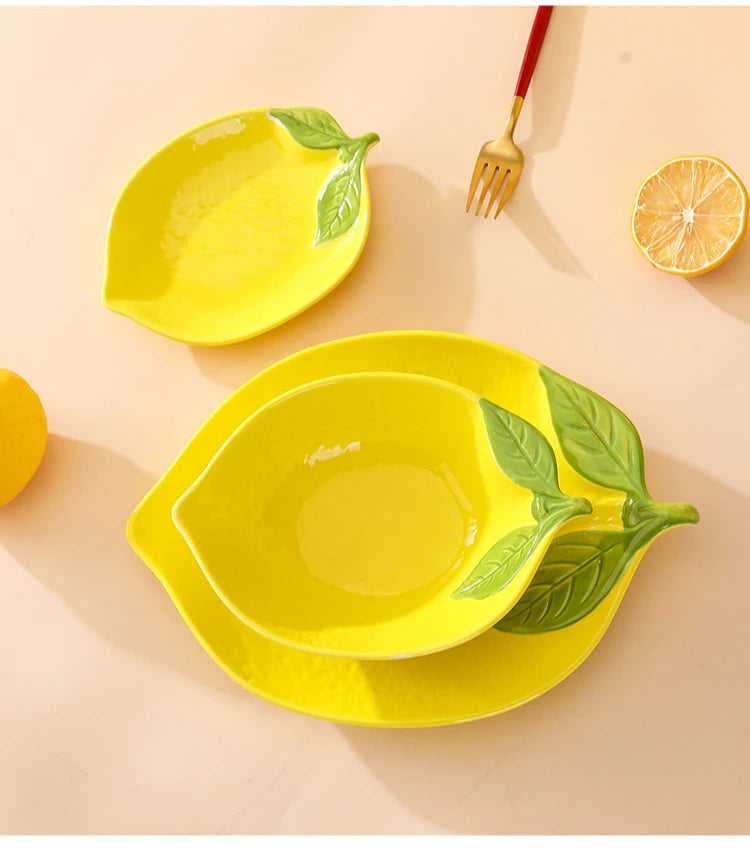 Creative Lemon Ceramic Dinnerware - Fruit Plates and Dessert Bowls Collection