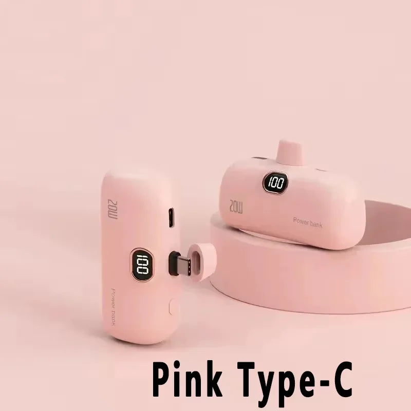 Digital -High Capacity Power Bank 30000mAh - Mini Capsule Fast Charger Mobile Battery Battery with Cable