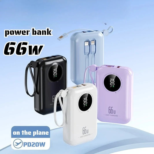 Portable Power Bank 20000mAh Digital - Fast Charging Mobile Battery with Cable