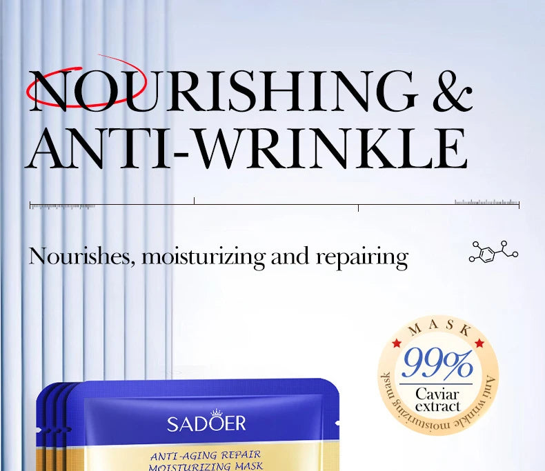 Caviar Face Masks 5-10pcs - Hyaluronic Acid Hydrating Sheet Masks