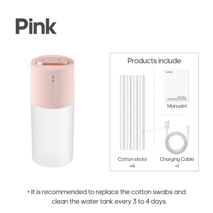 Ultrasonic Humidifier 300ml - Rechargeable 2000mAh USB Portable Mist Diffuser