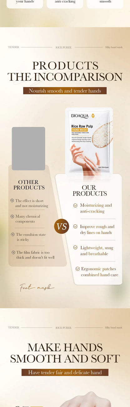 White Rice Hand Mask - Moisturising Anti-Aging Hand Gloves