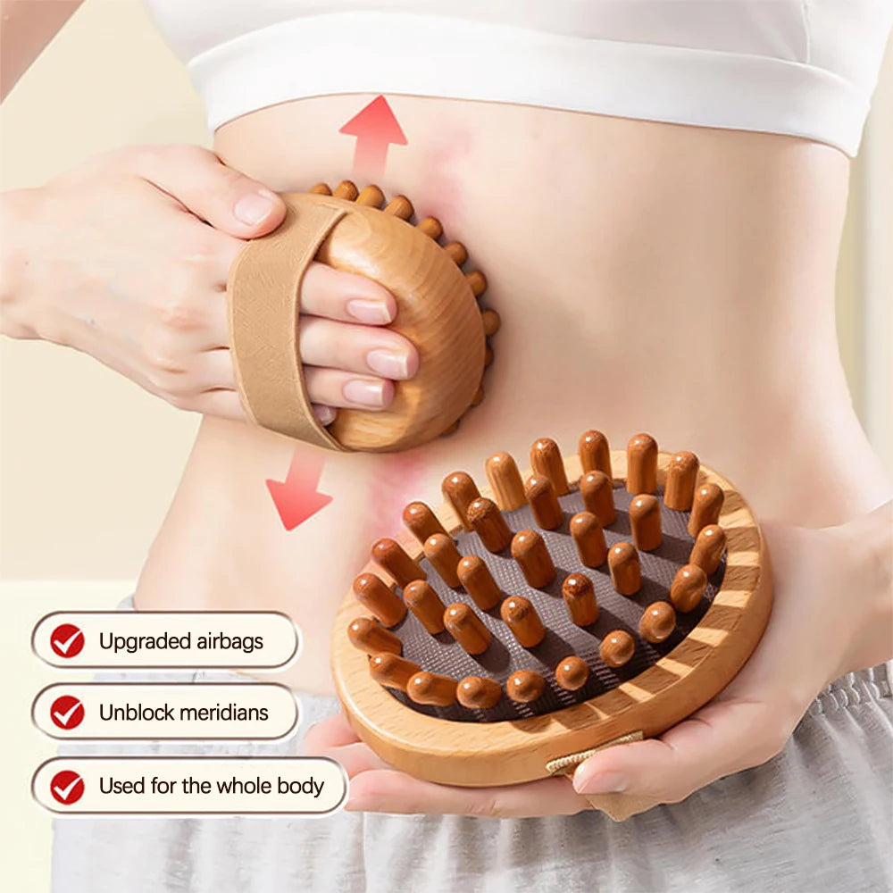 Wooden Massage Brush - Multi-Functional Scalp & Body Anti-Cellulite