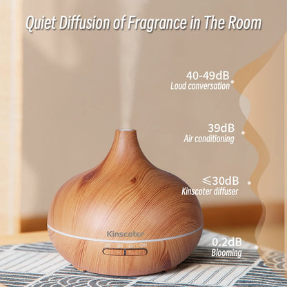 Aromatherapy Diffuser 500ml - Wood Grain Ultrasonic Humidifier 7 Colour LED